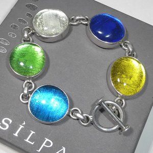 Silpada B0797 Sterling Silver Multi Color Link Bracelet Rare Vintage .925